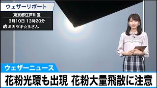 【花粉飛散予想】花粉光環も出現　花粉大量飛散に注意