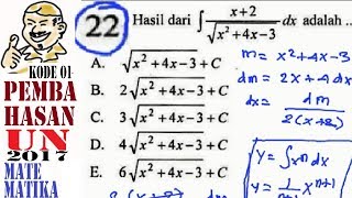 un sma 2017 Matematika IPA, pembahasan , no 22, integral taktentu