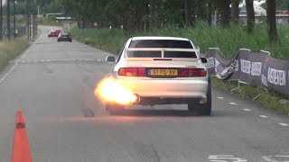 JDM Cars Leaving Carmeet - FLAMES, Burnouts - Skylines, 350Z Rocket Bunny, EVO etc!