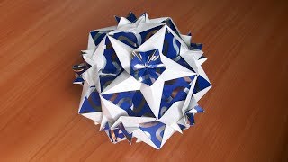 Полный Мастер Класс Как Собрать Оригами Шар Из Бумаги Кусудама Кассиопея из 12 и 30 Модулей Без Клея