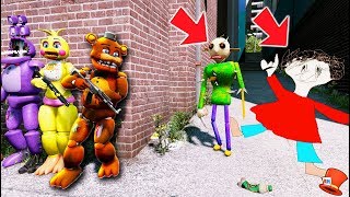 CAN THE ANIMATRONICS HIDE FROM NIGHTMARE BALDI & PLAYTIME? (GTA 5 Mods For Kids FNAF RedHatter)