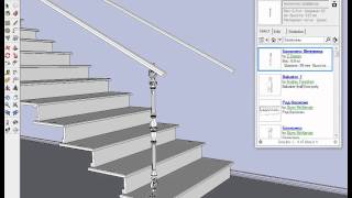 Монтаж балясин в SketchUp с использованием Warehouse - каталог IronStudio - балясина Шеффилд