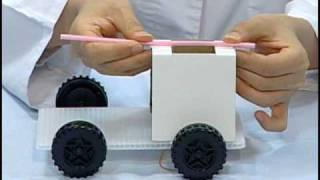 実験レシピ　ウインドカーをゴムの力で動かそう！
