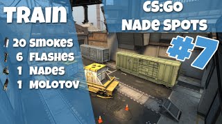 CS:GO Nade Spots Ep #7 - New Train 20 Smokes, 6 Flashes, 1 Grenade and 1 Molotov - Quick Version