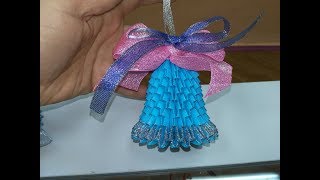 модульное оригами новогодний рождественский колокольчик (modular origami new year christmas bell)