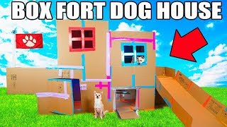 TWO STORY BOX FORT DOG HOUSE! ?? Elevator, Slide, Tv & More!