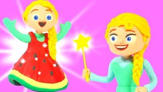 FROZEN ELSA NEW WATER MELON DRESS ❤ SPIDERMAN, HULK & FROZEN ELSA PLAY DOH CARTOONS FOR KIDS