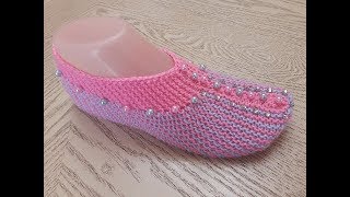 ОДНИМ ПОЛОТНОМ!! Тапочки-следки на двух спицах №18/  patik modelleri