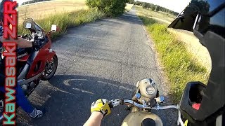 Спортбайк VS советский мот. Бешанные гонки Kawasaki ZZR VS иж юпитер 2