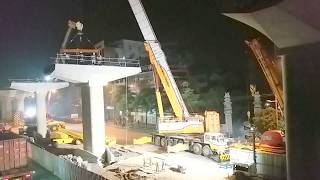 Video cẩu lốp 500 tấn gác dầm đường sắt trên cao Hà Nội