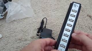 Unboxing of 10 Port High Speed USB 2.0 Hub + Power Adapter for Notebook Pc