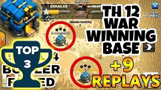 TOP 3 TH12 WAR BASE 2018 Anti 2 Star With +9 Replays Anti Bowler Miner,E-Dragon,Anti Queen Walk |Coc