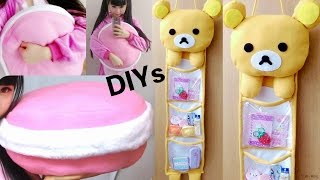 Room Decor DIYs:DIY Rilakkuma 3 Storage Hanging Wall Organizer+DIY Macaron Pillow+Haul