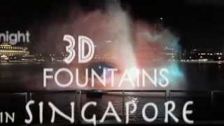 Marina Bay Sands, Singapore. Live 3D fountains show by night. Сингапур. 3D-фонтаны.