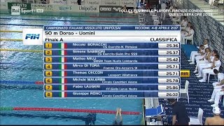 08-04-2017 pom. 50 Dorso M Finale A con Ceccon Thomas 25,71 RIR Campionato Italiano Assoluto v.50