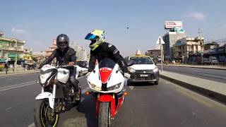 Traffic caught Superbikes at Bhaktapur,Nepal