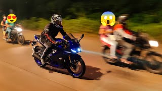 Yamaha R15 v4 Racing Blue Public Reaction in Night | r15 version 4 Road Appearance