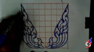 #ลายไทย,#พื้นฐานลายไทย,02-เขียนลายไทยพื้นฐาน "ลายกนกสามตัว"