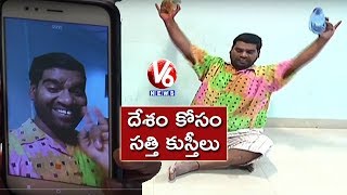 Bithiri Sathi Accepts Rajyavardhan Rathore’s Fit India Challenge | Teenmaar News | V6 News