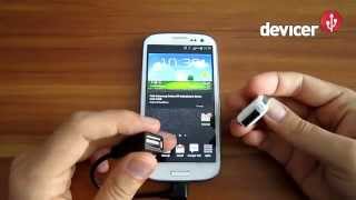 Samsung Galaxy S III USB OTG Cable Test (Mouse and USB Stick use on smartphone)
