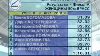 Чемпионат России 2007 - 50 брасс женщины финалы