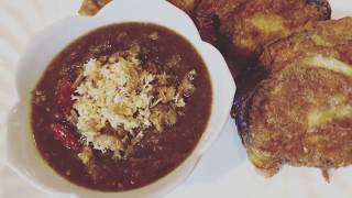 Nam Prik Kapi with Fried Eggplant Dip in Eggน้ำพริกกะปิกับมะเขือยาวชุบไข่ทอด