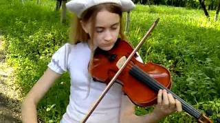 The girl with a violin and the pissing person
