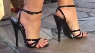 Very sexy walking in high heels shoes