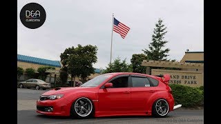Subaru WRX STI wrap in Carmine Red D&A Customs Seattle | Bellevue | Southcenter