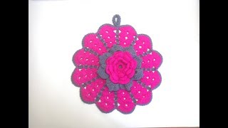 Кухонная прихватка цветок крючком/Kitchen Tack Flower Crochet