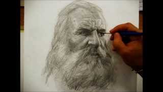 Drawing a portrait with pencil by Salim Rakkah
