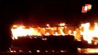 Stationary bus catches fire in Kanpur