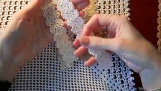 Ленточное кружево крючком из тонкого хлопка. Узор #1.