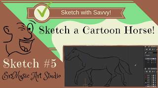 2D Animation - Grease Pencil  2.8 Tutorial - A Cartoon Horse Part 1! Sketch with Savvy!