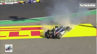 Artem Markelov Huge Crash Hungarian GP F2 2017