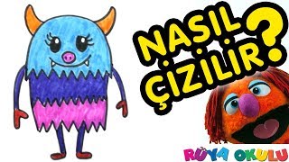 Canavar Nasıl Çizilir? - Sevimli Canavar - Öcü - Çocuklar İçin Resim Çizme - RÜYA OKULU