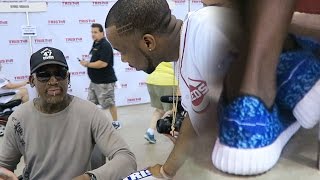 Asking Dennis Rodman How Do He Feel About The Warriors 73-9 Record! FAKE YEEZYS EXPOSED