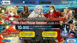 Fate Grand Order CRAZIEST NeroFest Gacha roll! EX Rank Luck
