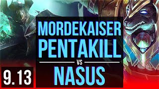 MORDEKAISER vs NASUS (TOP) | Pentakill, 3 early solo kills, KDA 11/3/7 | NA Diamond | v9.13