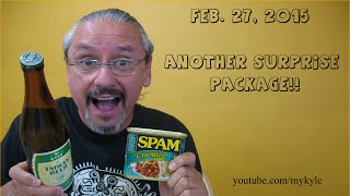Surprise package...Taiwan beer and chorizo Spam.