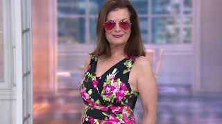 Denim & Co. Beach Surplice One-Piece Swimsuit on QVC