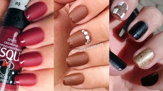 Unhas Foscas com Francesinha Brilhante
