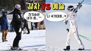 관광스키어 VS 前국가대표 - 용평리조트 스키장