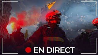 Manifestation des pompiers en grève à Paris