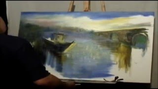Aula de Pintura a Óleo sobre tela no estilo impressionista.