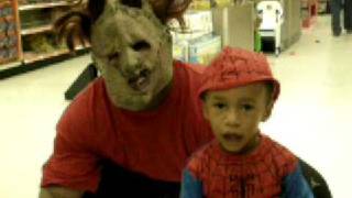 Spiderman boy gets scared by mask