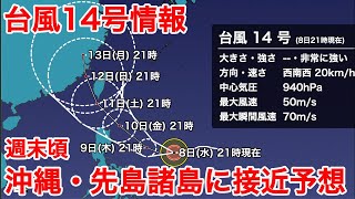 台風14号最新情報 週末頃に沖縄・先島諸島に接近のおそれ（8日21時現在）