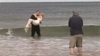 Bride drop - prankster groom throws bride in freezing north sea #BrideDrop