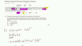 Dissolved Oxygen (Winkler Method) Titration Calculations Example