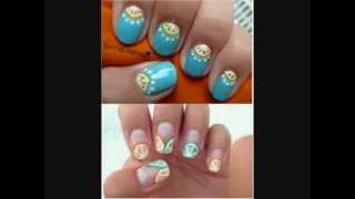 Summer fruit series: Lemon and Lime half moon manicure nails [Collaboration with Smurfette005!]